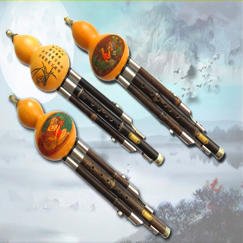 Cucurbit Hulusi Flute Natural Gourd and Bamboo Flauta Hulusi C/bB Key Musical Instrument Professional Detachable Flute Hulusi