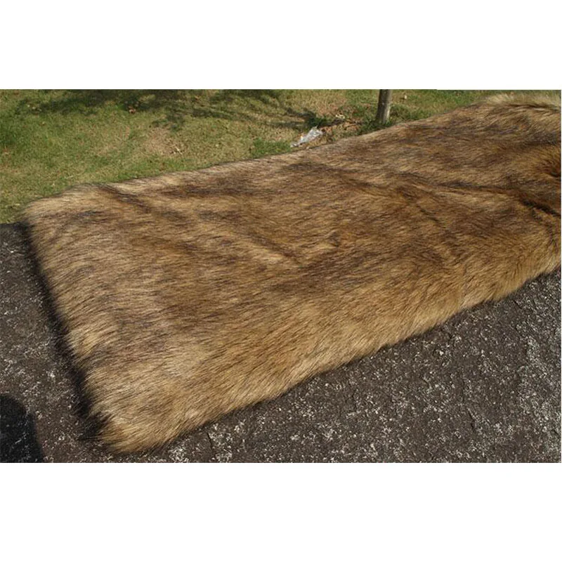 Nice Faux Fur Fabric Immitate Wolf Fur 4-5MM Long Hairy Soft Brown Plush Fur Fabric DIY Fur Collar Clothing Decorative Materials