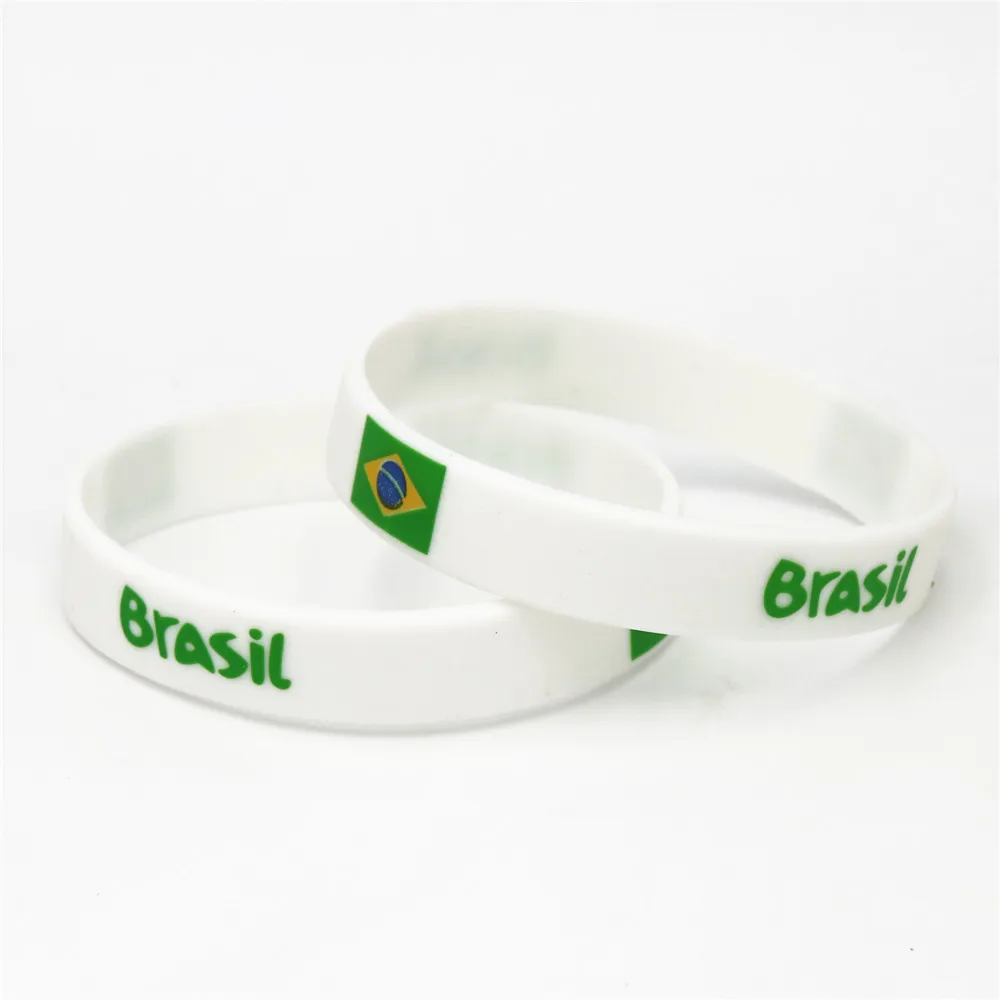 1PC Brazil Country Flag Silicone Wristband Football Soccer Team Fans Sport Elastic Rubber Bracelet Bangles Armband Gifts SH230