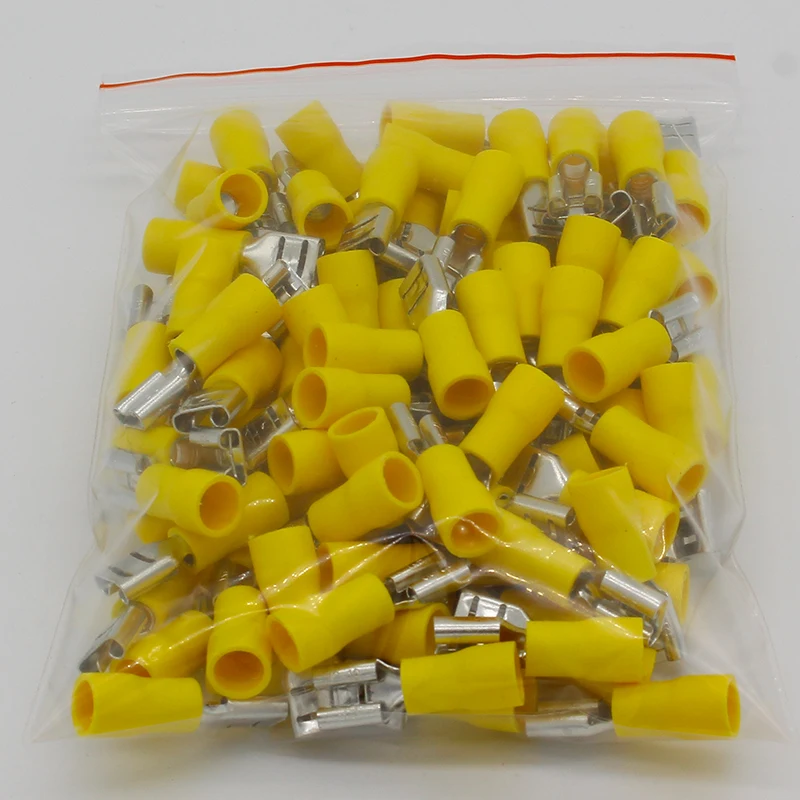 FDD5.5-250 FDD5-250 Female Insulated Electrical Crimp Terminal for 4-6mm2 wire Connectors Cable Wire Connector 100PCS/Pack FDD