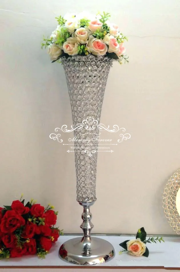 

Elegant New Tall Wedding Crystal Centerpiece Vase / Crystal Vases For Wedding Table Decoration Centerpieces