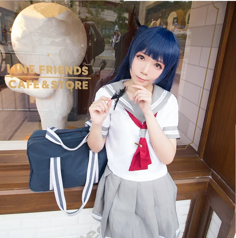 LoveLive! Sunshine Tsushima Yoshiko wig Cosplay Costume Love Live Long Dark Blue Women Synthetic Hair Halloween Party Role wigs