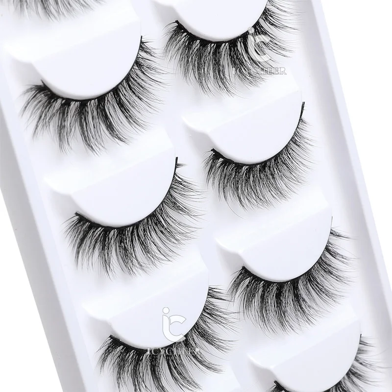 ICYCHEER Make-Up 5 Pairs Echt Nerz 3D Wimpern Falsche Wimpern 100% Sibirischen Nerz Natürliche Lange Starke Gefälschte Wimpern Handgemachte