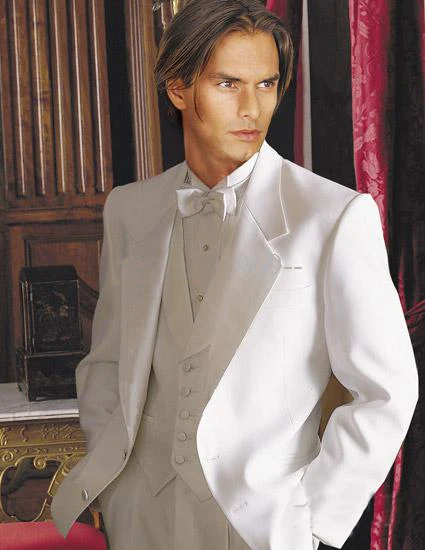 

New Design White Shawl Lapel Groom Tuxedos Groomsmen Best Man Suit Men Wedding Suits Bridegroom Suit (Jacket+Pants+Vest+Tie
