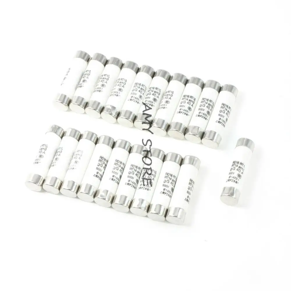 20pcs 14mmx51mm Quick Fast Blow Ceramic Fuse Links 40A 500VAC RO16 RT18 RT14