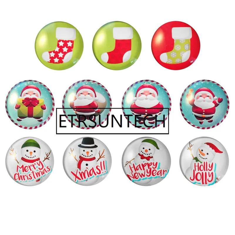 80sets 5pcs/set Christmas Creative Gifts Glass Fridge Magnets Santa Claus Snowman Fridge Magnet Random Style