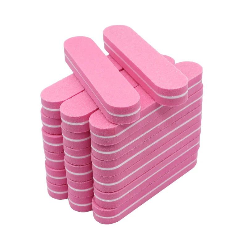 100pcs Mini Pink Form Nail Buffers File Sponge For UV Gel Polish Nail File Buffer Block Manicure Pedicure Sanding Nail Art Tools