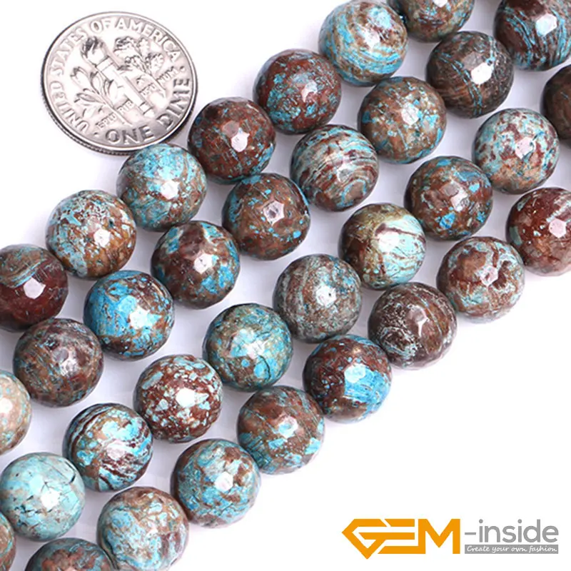 Round Faceted Blue Crazy Lace Agates Beads For Jewelry Making Strand 15\