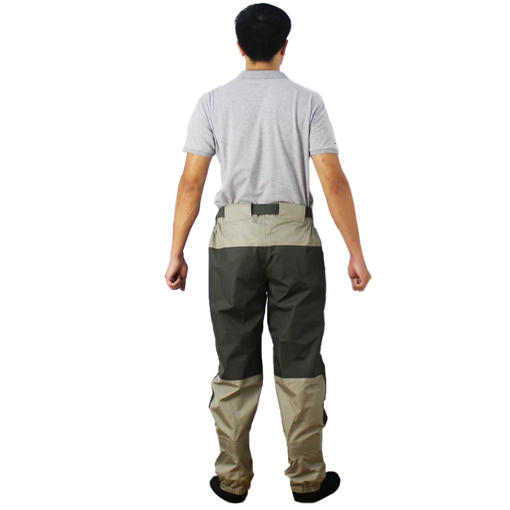 Fly Fishing talia Waders Pant trwałe wodoodporne spodnie brodząc oddychające spodnie w pasie ze stopą Stocking