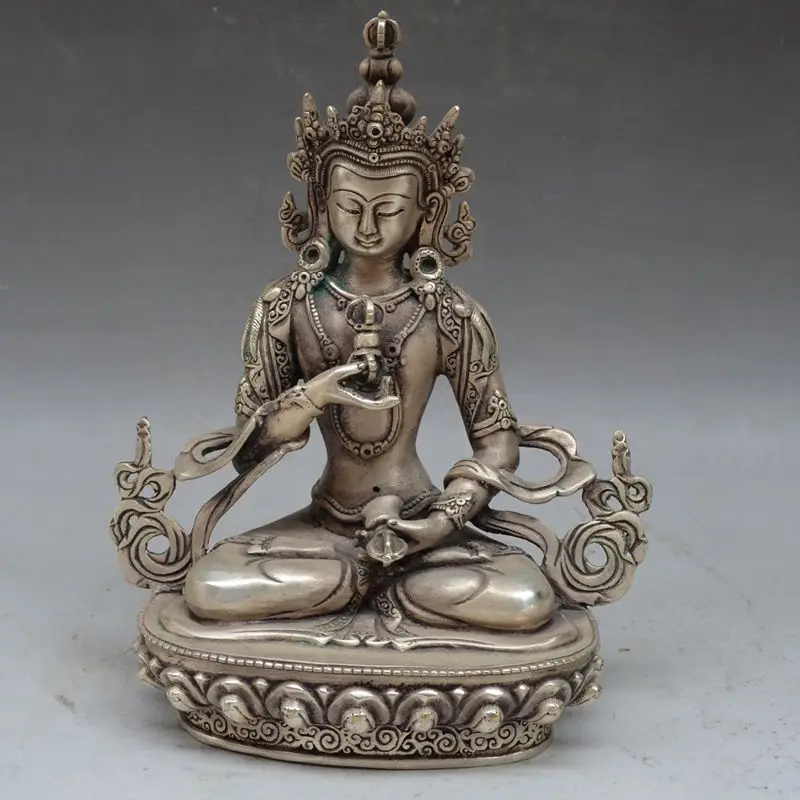 

Archaize white copper silver plated Nepal tara guanyin Buddha home furnishing articles