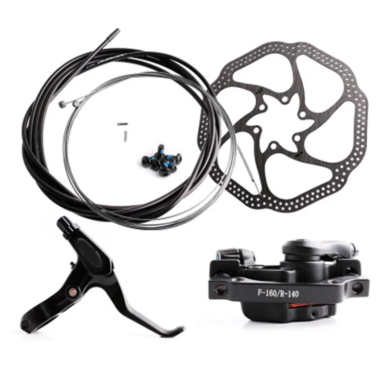 DISK brake set mountain bike bicycle brake mechanical line pulling disc brake with front Caliper rear Caliper 160mm cable set