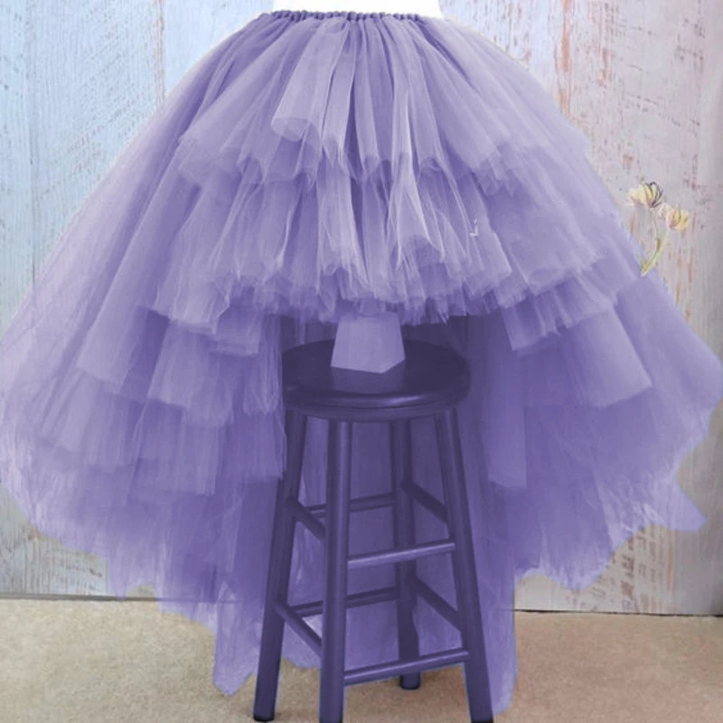 Asymmetrical High Low Tiered Puffy Tulle Skirts For Women Special Designed Floor Length Long Women Skirt Tutu 2017 Custom Made