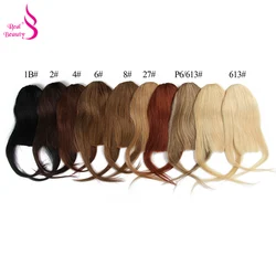 Perruque brésilienne Remy avec frange à clipser, cheveux humains, frange droite attachée à la main, postiche avec temple, vraie beauté