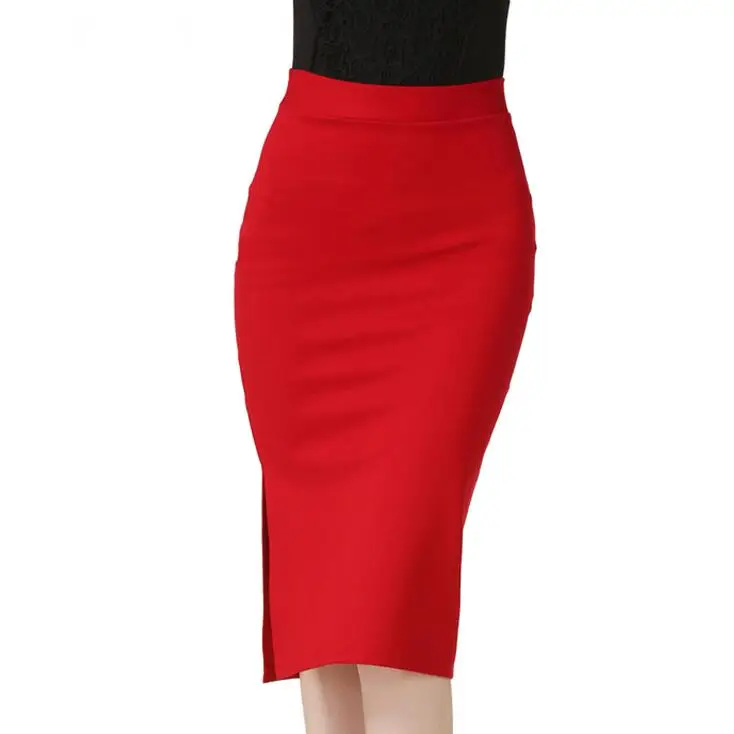 

Plus Size New Fashion 2017 Women Skirt Midi Skirt Slim OL Sexy Open Slit Slim Pencil Skirt Elegant Ladies Skirts 3 Colors 5XL