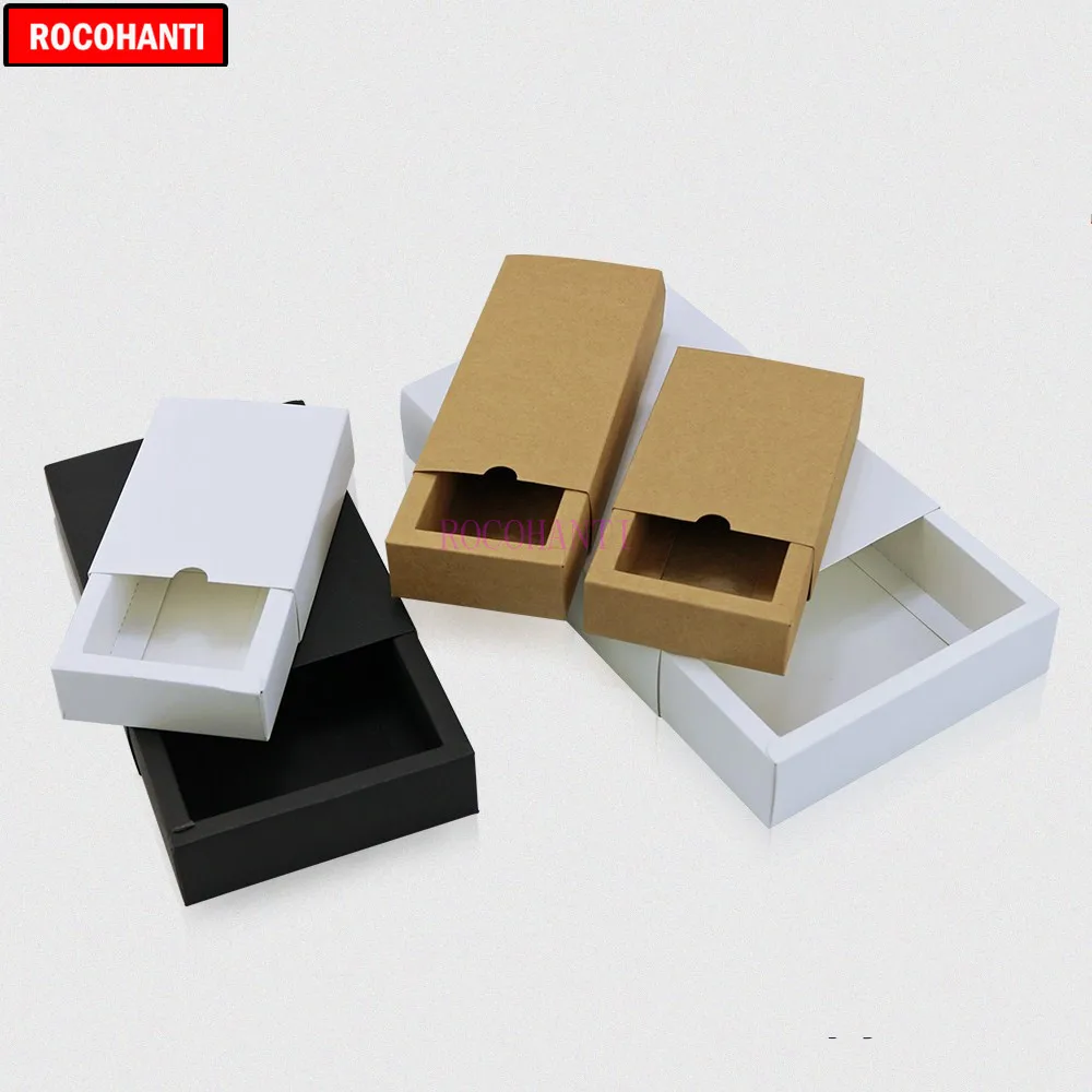 50PCS 350 gsm Personalised Paperboard Paper Drawer Back Boxes Gift Packaging Box Customized Logo Printing Clothing Carton Box