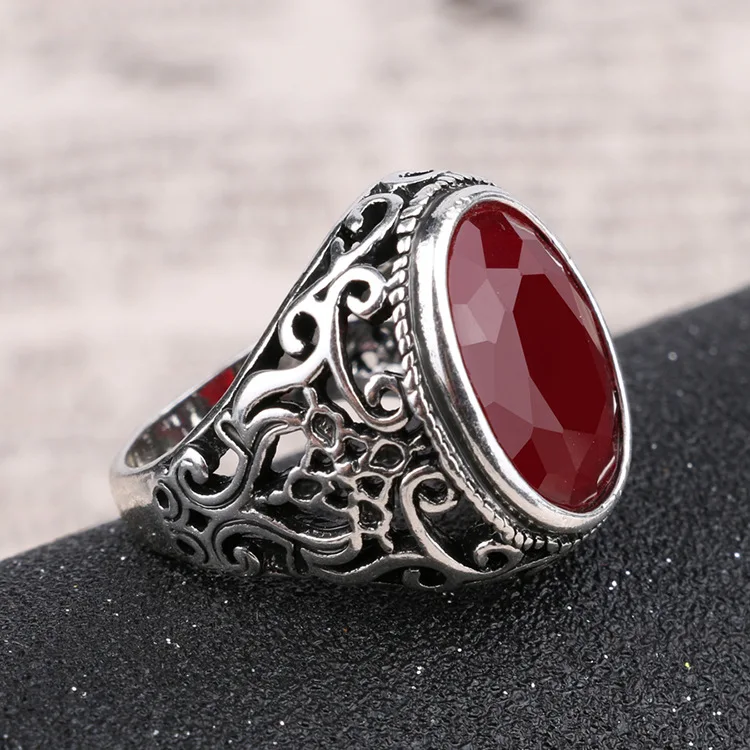Best Price New Fashion Rings for Men Stone Antique Silver Color Plating Ring for Party Vintage Rings Jewelry 31057