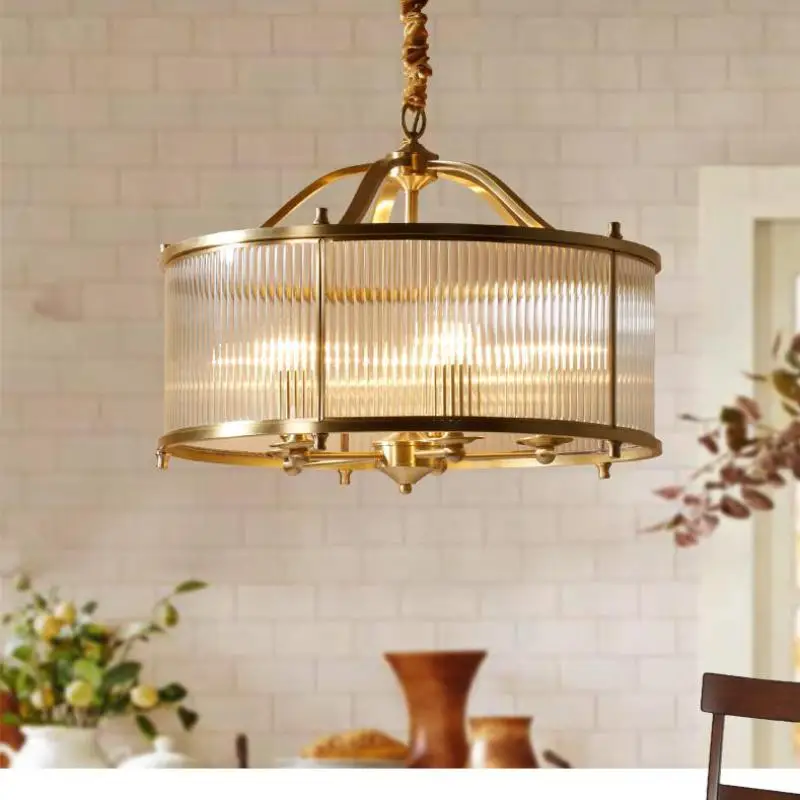 Sitting room Brass pendant light Lustres for Restaurant Cafe Light dining room pendant lamps Bedroom Glass shade Hanging Lamps