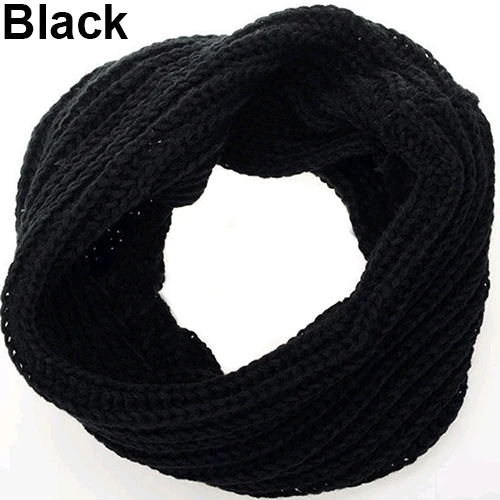 Fashion Unisex Winter Warm Infinity Circle Cable Knit Cowl Neck Long Scarf Shawl