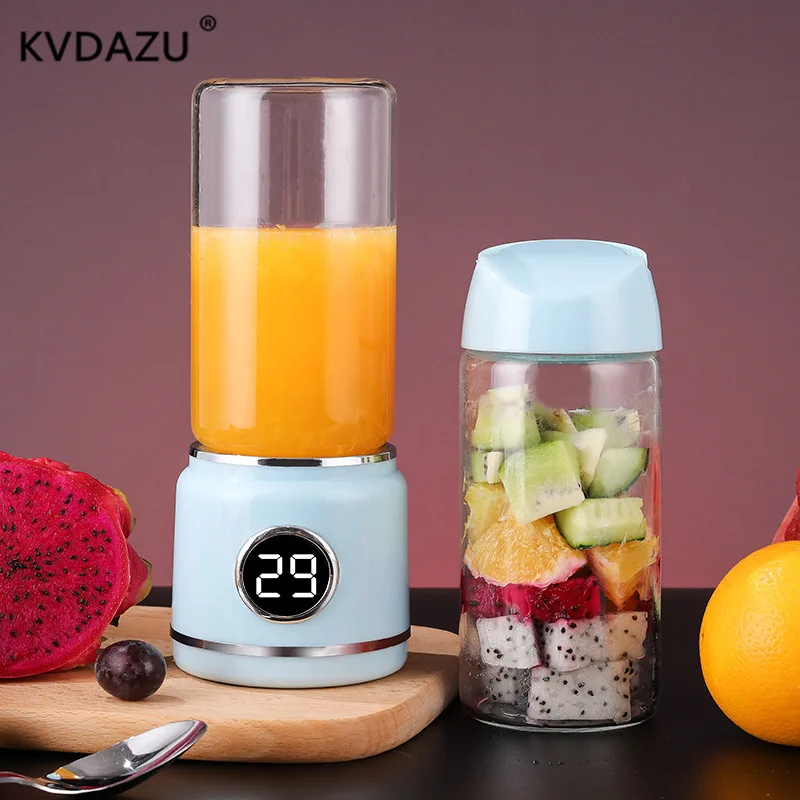USB 충전식 블렌더 믹서, 휴대용 미니 주스 기계, 스무디 메이커, 가정용 소형 주스 추출기, 유리 컵, 420ml