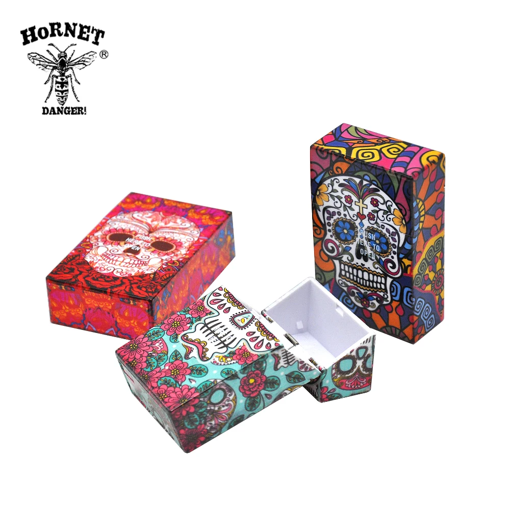 HORNET Skull portasigarette in plastica tascabile dimensioni 95mm * 60mm copertura della scatola del tabacco da sigaretta portasigarette regali per