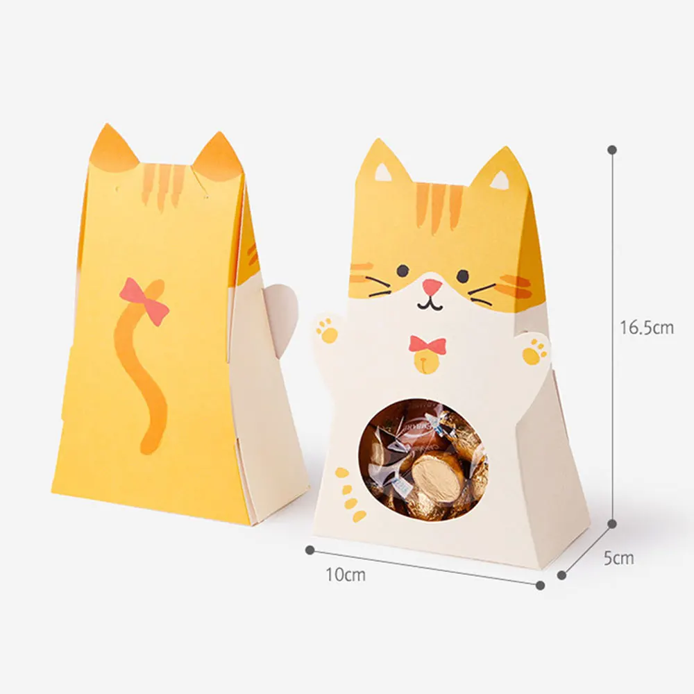 Cute Rabbit Cat Fox Candy Box Paper Birthday Party Decorations Kids Baby Shower Gift Box With Window Party Favors Packaging Box