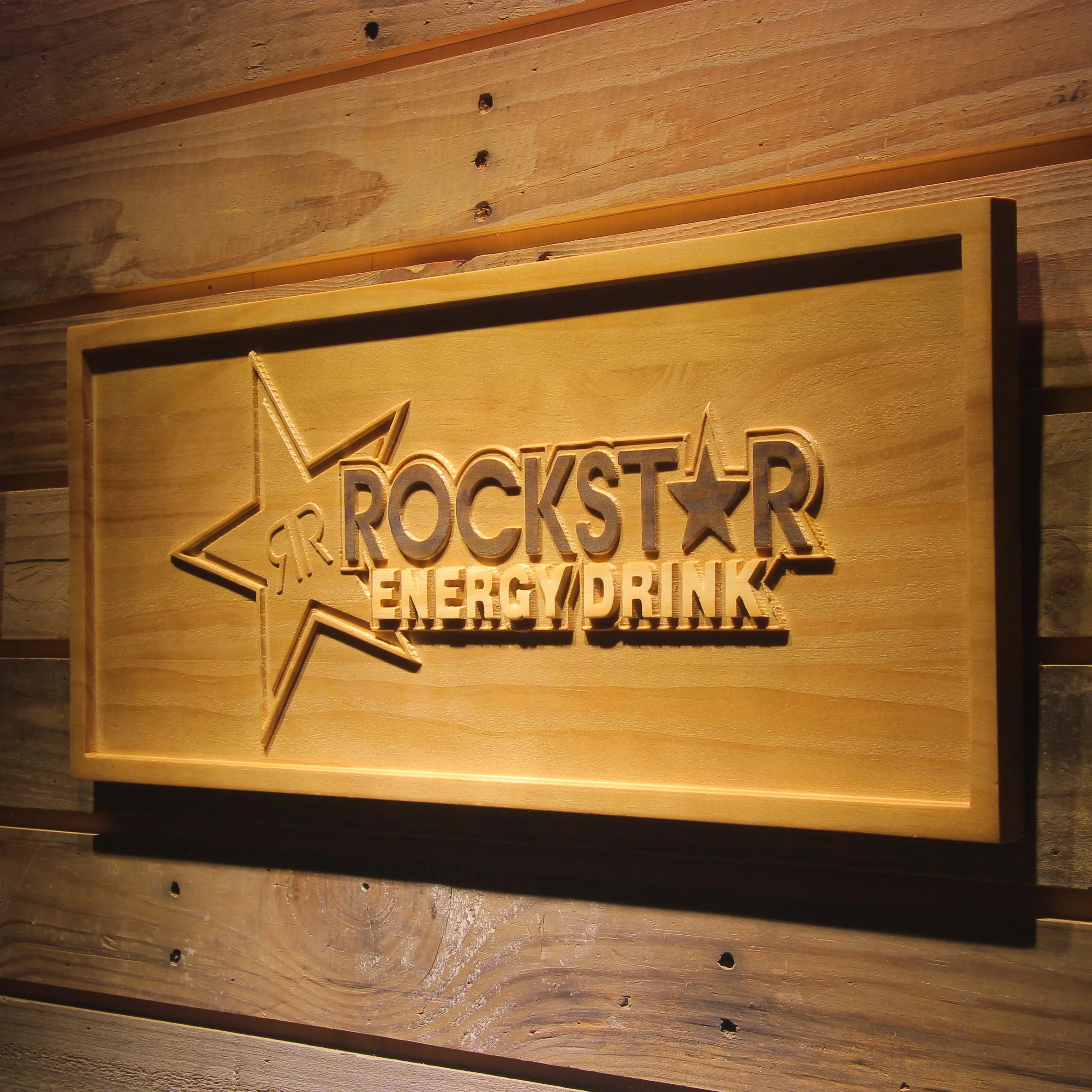 Rockstar Energy Drink Bar 3D Wooden Signs