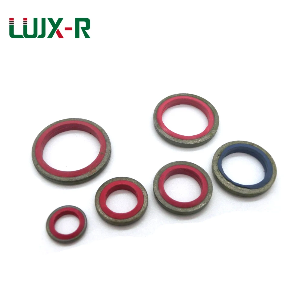 LUJX-R 100 stücke Gummi NBR Metall Ringe Abdichtung Sortiment Set Flache Ring Dichtung Verbunden Scheibe Kit für Öl Rohr Mechanische dichtung Box