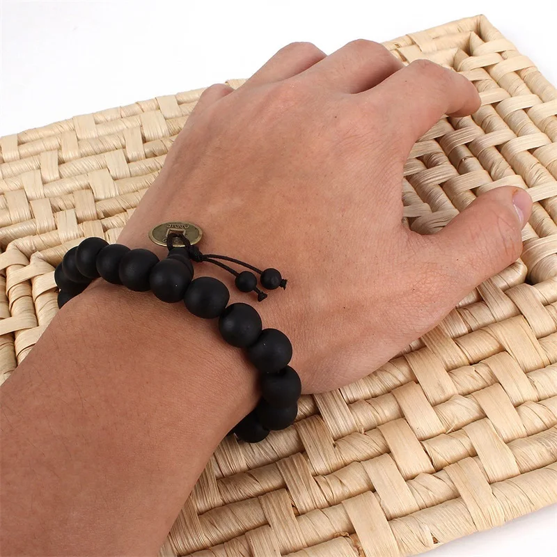 2022 Black Wood Buddha Beads Buddhist Tibet Rosary Bracelets Black Fairy Peach Tree Copper Coin Beads Bracelet Accessories