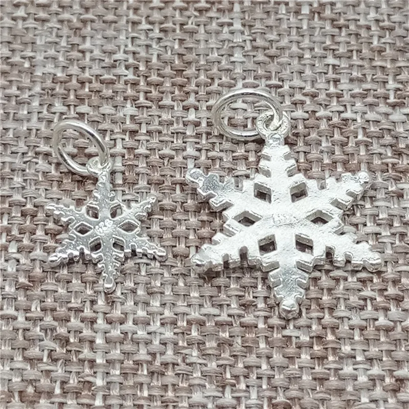 5 Pieces of 925 Sterling Silver Snowflake Charms Snow Flake Winter Pendants for Bracelet Necklace