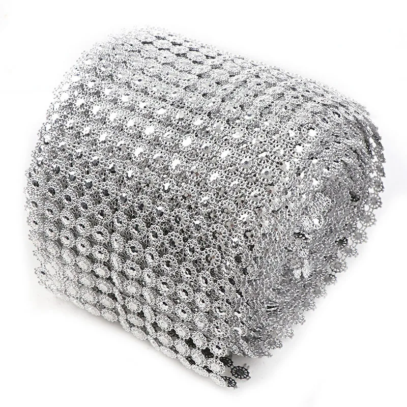 1 Yard 12 righe 9mm Hollow strass Mesh Trim (senza strass) argento plastica ABS da cucire per la decorazione di gioielli artigianali fai da te