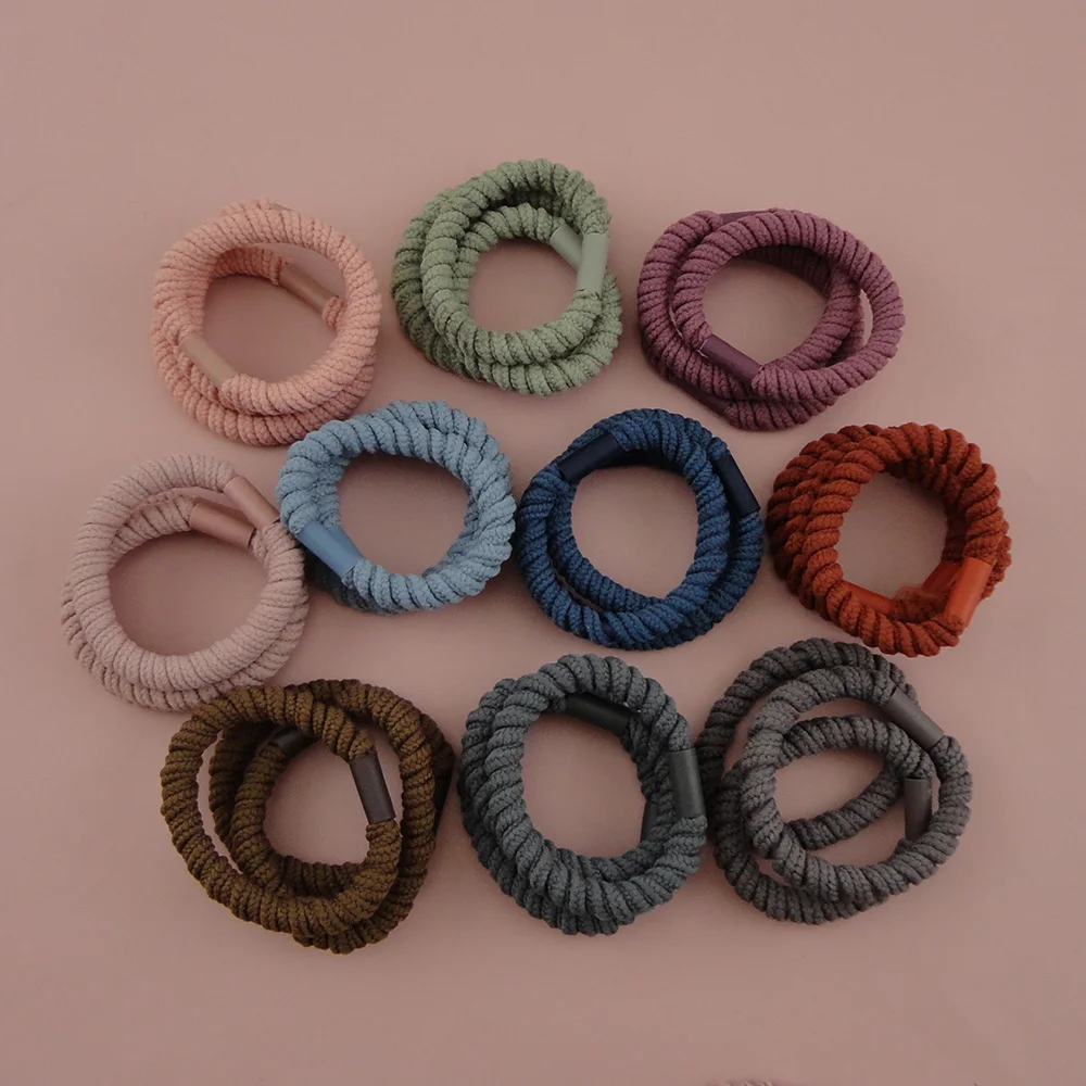 20PCS Assorted Colors Top Elasticity 6mm torsion Chunky elastic ponytail holders hair bands twisted cords elastic hair ties