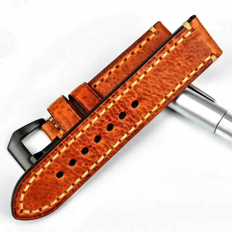 MAIKES Watch accessories Italian cow leather watch band 20mm 22mm 24mm 26mm watchbands men watch strap for Panerai