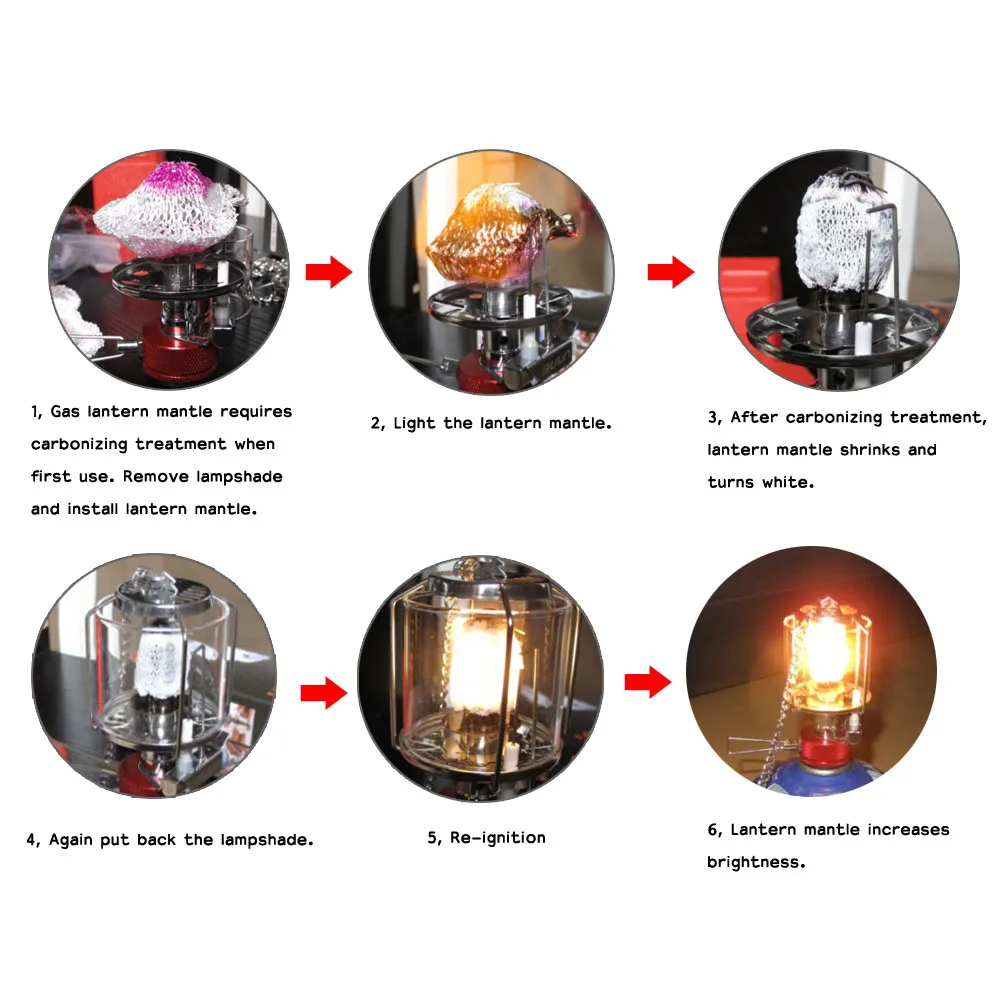 10Pcs Outdoor Camping Gas Lantern Mantles Gauze Mesh Lantern Non-Polluting Light Lamp Mantle Non-Radioactive Safe Outdoor Tools