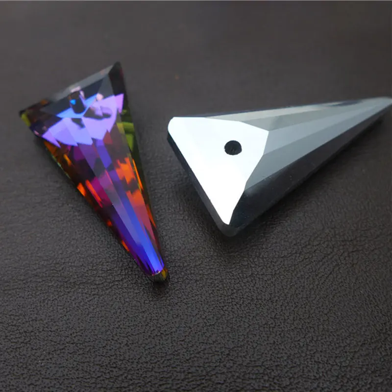 12pcs 38mm Austrian Crystal Triangle Shape Pendants Glass AB Rainbow Lamp Chandeliers Beads Rhinestone For Jewelry Making K9