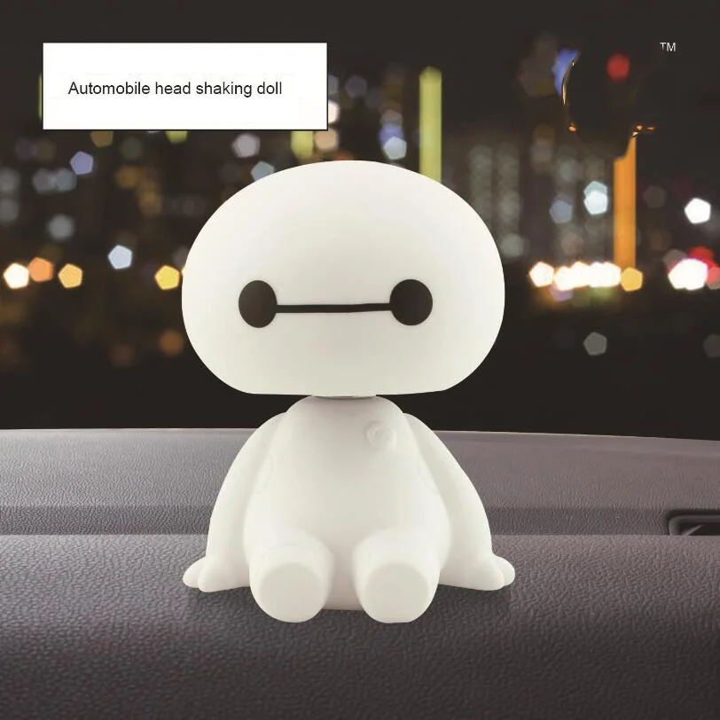 DISNEY Big Hero 6 Baymax Anime PVC Action Figure Cartoon Cute Robot Bobble Head Shaking Baymax Dolls Car Decor Kids Toys Gift