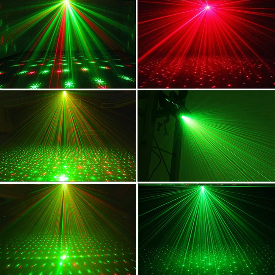 LED Disco DJ Party Laser Projector Light Auto Flash Sound Activate Red & Green Stage Lighting Effect Xmas Party Club Laser Light