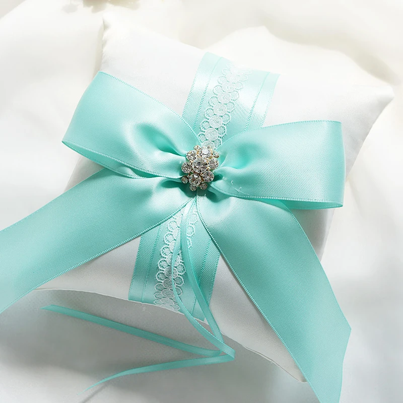 Handmade Tiffany Blue Bowknot Pillow For Wedding Ring Pillow Simply Fashion Pillow Ring Wedding