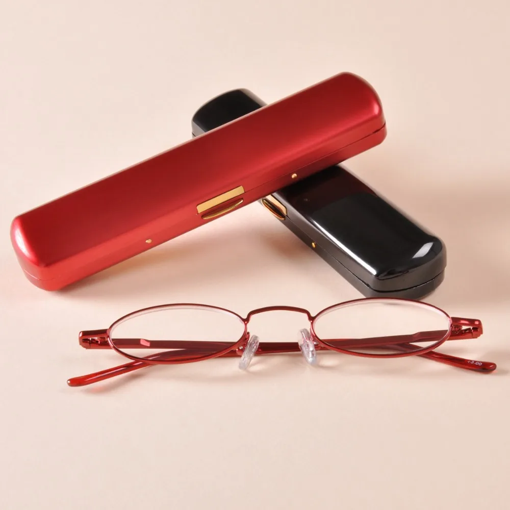 Meeshow Mini Reader With Case Stainless Steel Reading Glasses Power +1.0 to +3.5 High Quality Reading Glasses 1004