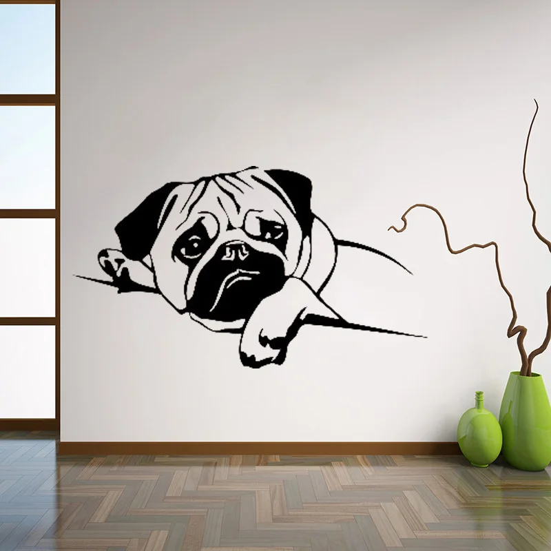 Puppy Pug Dog Wall Decals Pet Vinyl Sticker Cute Animals Home Decor Ideas Room Interior Design Wall Art For Nursery L242