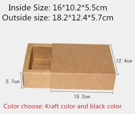 

20Pcs/lot-16*10.2*5.5cm Black Kraft Drawer Box Handmade Soap Gift Craft Jewel Macaron Packaging Party Gift Paper Boxes