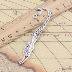 5pcs Charms Double Sided Mermaid Bookmarks 82x27mm Tibetan Silver Color Pendants Antique Jewelry Making DIY Handmade Craft