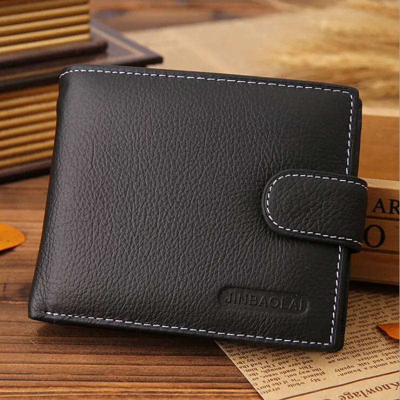 Fashion Brand Solid Men's Genuine leather wallets with coin pocket Good Designer purse for man card holder money bag