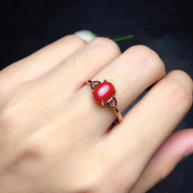Fashion Romantic Heart Natural Red Coral Gem Ring S925 Silver Natural Gemstone Ring Women Girl Wedding Gift Fine Ring Jewelry Rings AliExpress