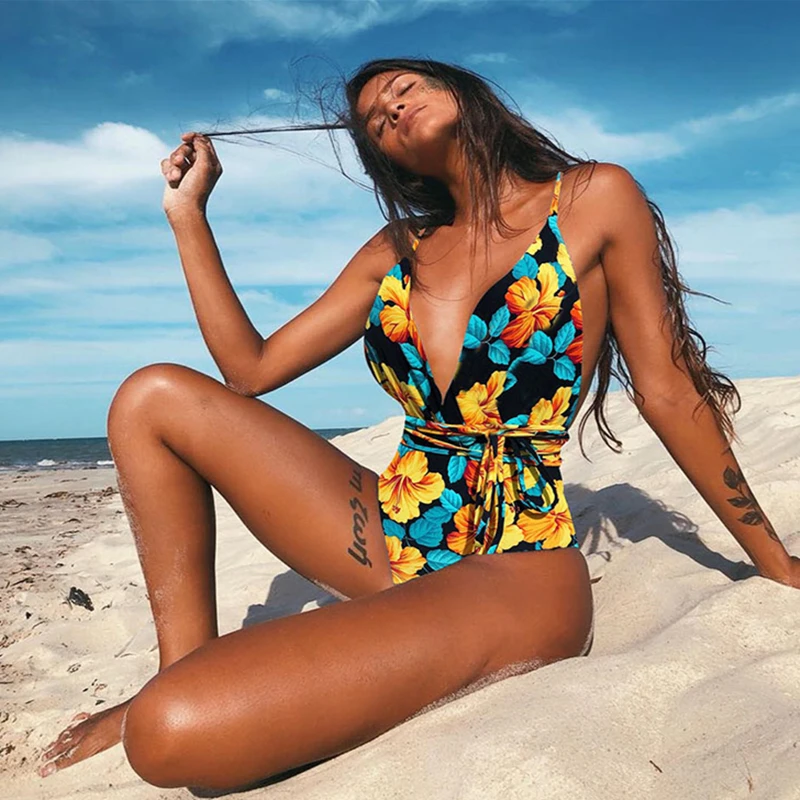9Color Print Hot One Piece Swimwear Women Beach Monokini Swimsuit Trikini Mujer Banador Biquini Maio Maillot Femme Badpak