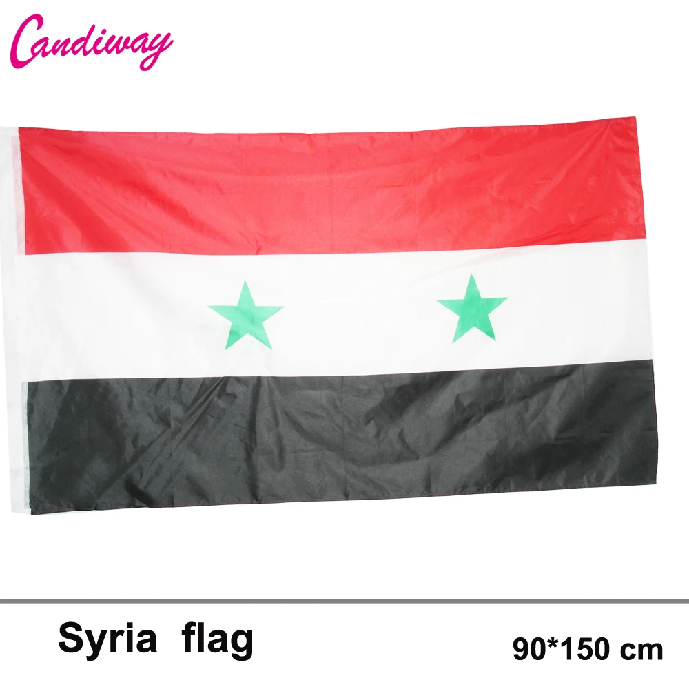 Wave 90*150cm Syria Flag Banner National flag for Festival Home Decoration banner two star type