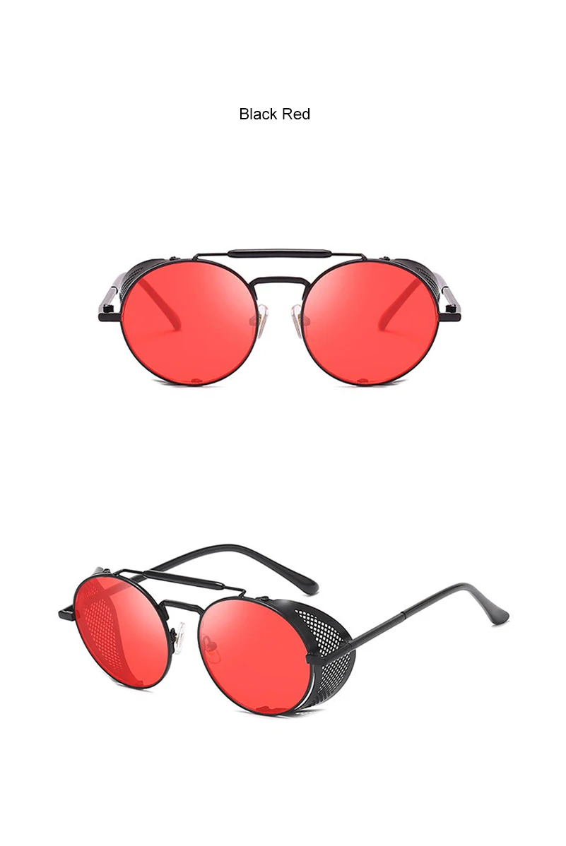 Neue Steampunk Retro Runde Metall Sonnenbrille Männer Frauen Marke Designer Gläser Metall Schilde Shades Oculos De Sol UV400 Brillen – Detail 3