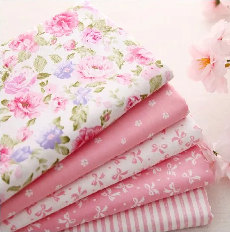 5 pcs 40cm*50cm Pink 100% Cotton Fabric For Sewing Fat Quarter Quilting Patchwork Tissue Tilda Doll Cloth Kids Bedding Textile