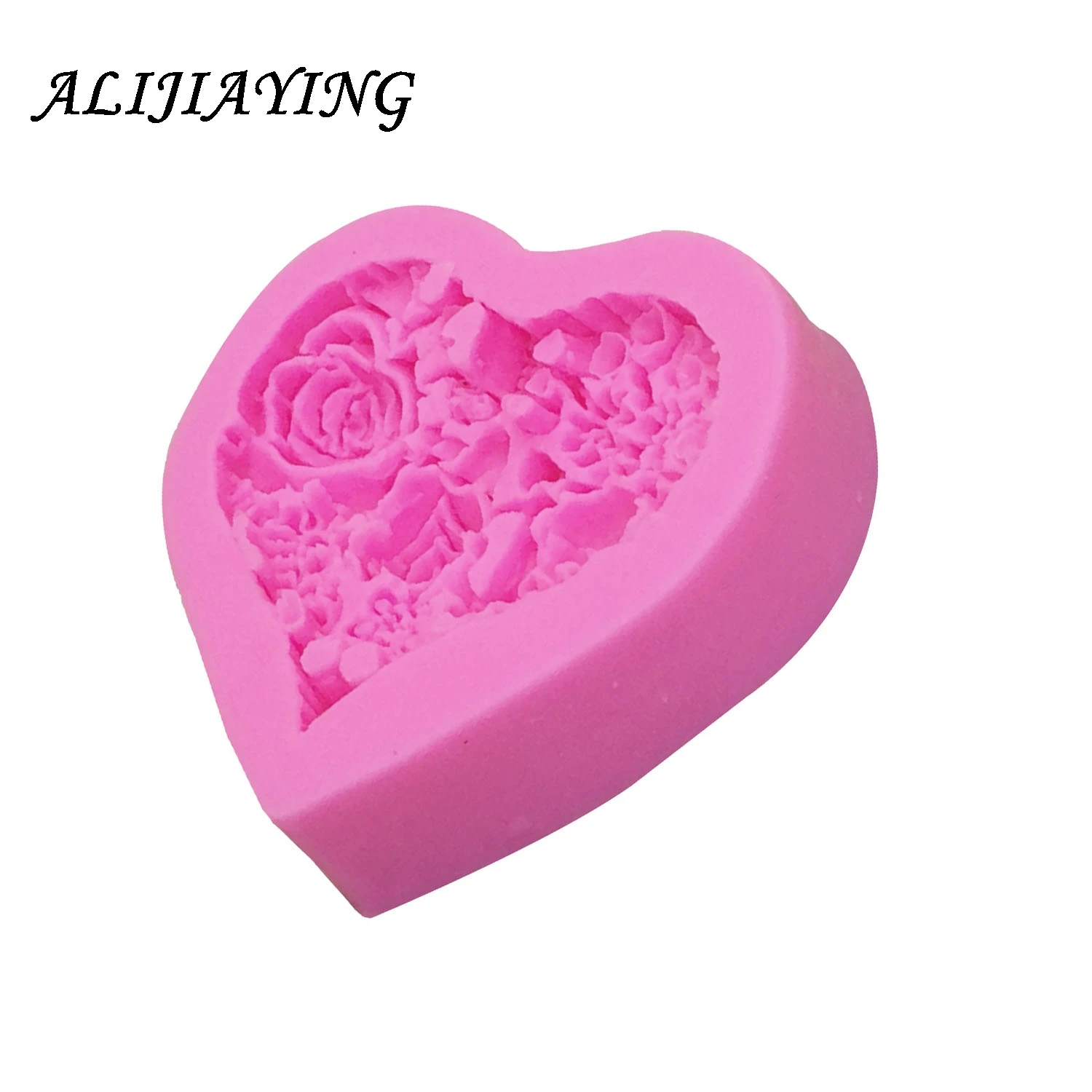 3D Rose Flower Bouquet Loving Heart Shape Valentine\'s Day Gift Present Fondant Cake Mold Silicone Sugar Chocolate D0085