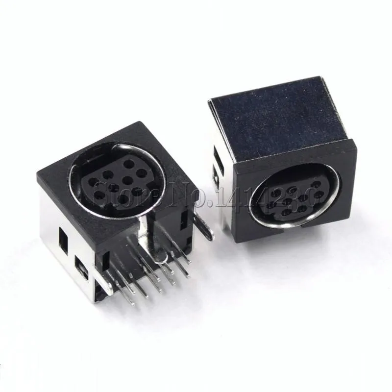 5PCS/LOT MDC/S Terminal Mini PS2 Power Socket MINI DIN 9P Metallic Housing Female Socket Bent needle Half-Package Shield