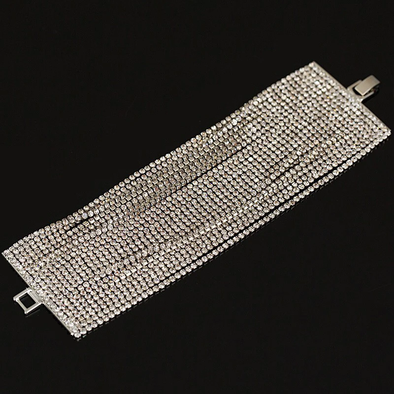 YFJEWE 2018 New Luxury Austrian Crystal Bracelet For Women Silver Plated 22 Row Fashion Charm Bijoux Bracelets Wholesale B005
